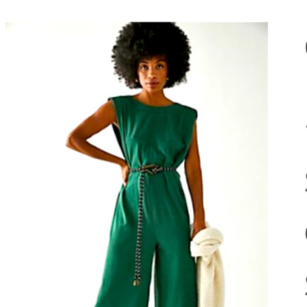 Free People Emerald Green Sleeveless Jumpsuit